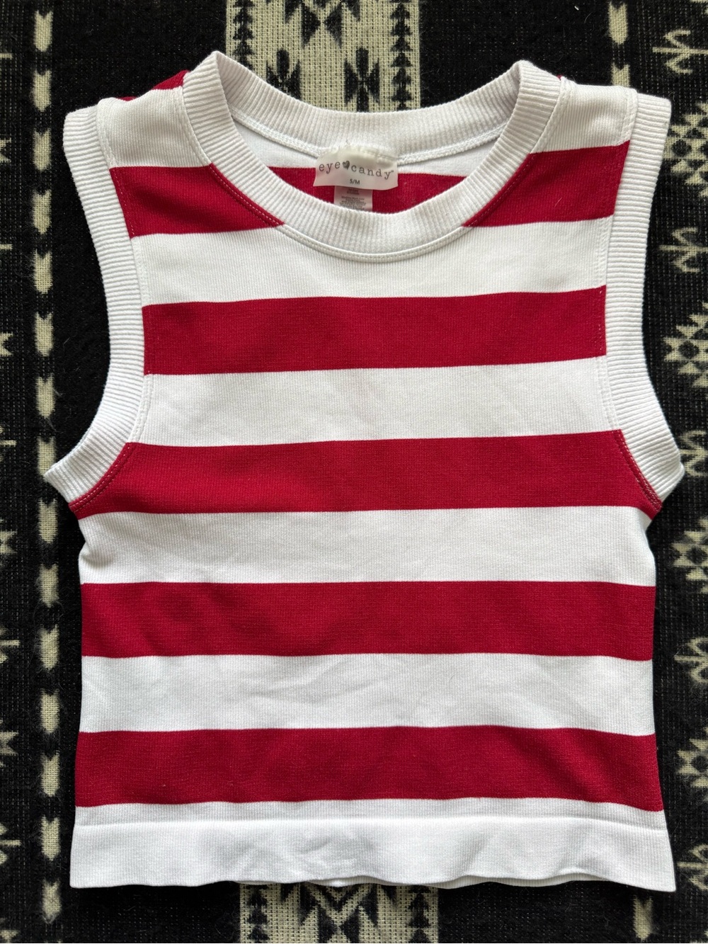 Eye Candy Striped Red & White Tank Top, S/M